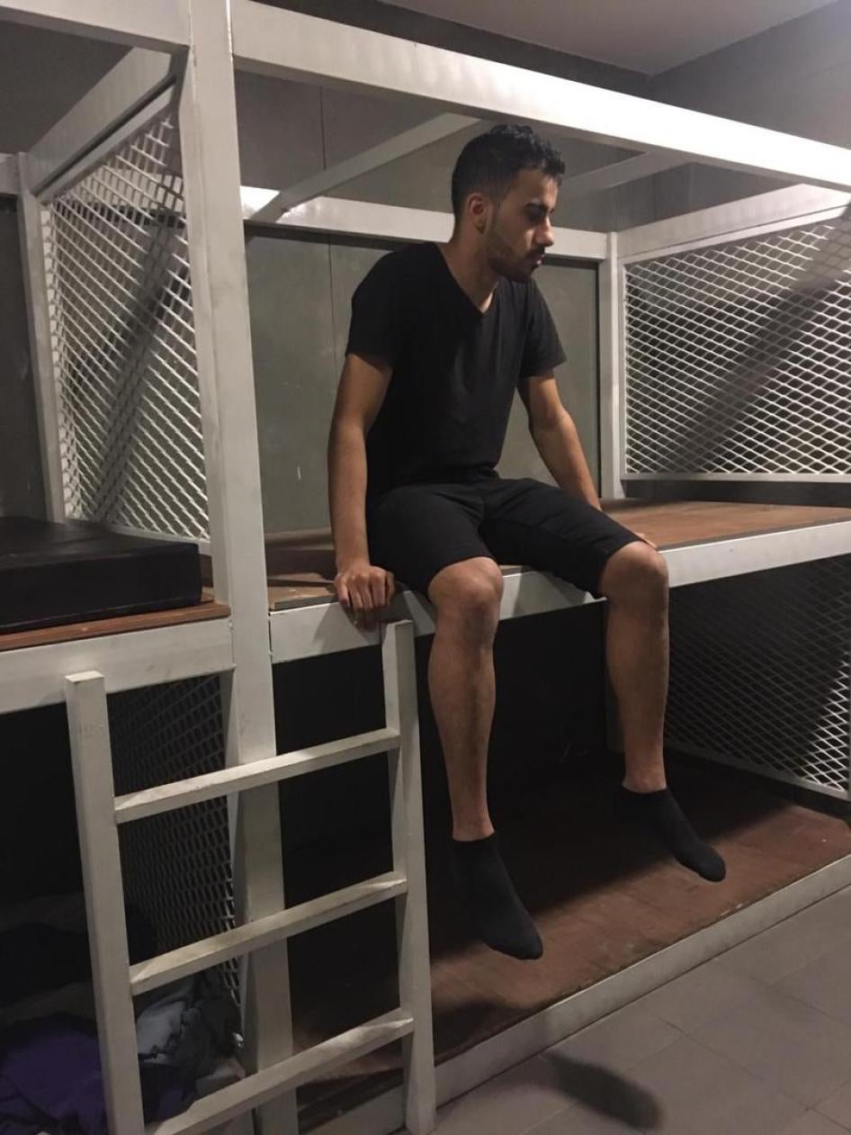 Hakeem Ali Mohamed Ali al-Araibi in detention at Suvarnabhumi Airport in Bangkok. 