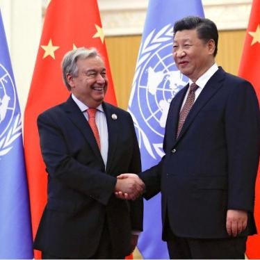 United Nations Secretary-General Antonio Guterres, left, shakes hands with Chinese President Xi Jinping before their bilateral meeting at the Great Hall of the People in Beijing, Sunday, Sept. 2, 2018. 