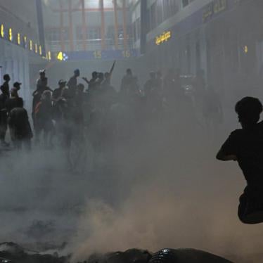 Protesters take part in an anti-government demonstration outside the provincial council building in Basra, Iraq, August 17, 2020. 