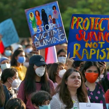 Women demonstrate to condemn the police response to the of rape of a woman by a highway, Islamabad, Pakistan, September 12, 2020. 