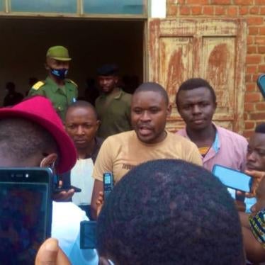 Members of the citizens’ movement Lucha after they were acquitted by a military court in Beni territory, Democratic Republic of Congo, on January 20, 2021.