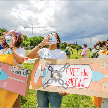 Supporters attend the Rally for Vaccine Access for Everyone, Everywhere on Wednesday, May 5, 2021 in Washington, D.C.
