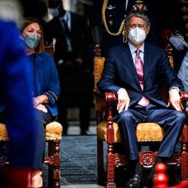 Ecuadorian President Guillermo Lasso attends the change of military command