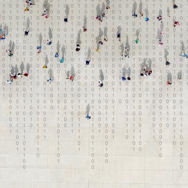 Overhead shot of people walking in lines over binary code