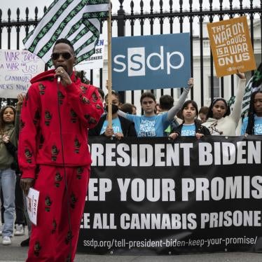Rapper M-1speaks at a protest for cannabis reform outside the White House in Washington, D.C.