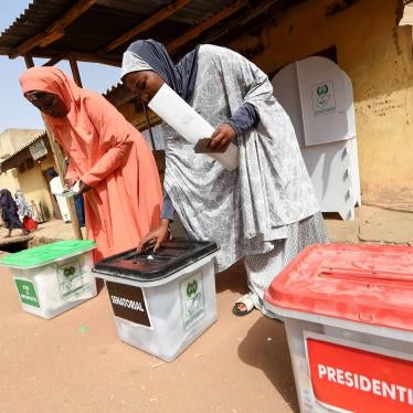 Women cast their ballots as they vote in the presidential and parliamentary elections on February 23, 2019, at a polling station in Daura, Katsina State, northwest Nigeria. 