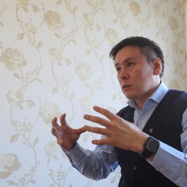 Kazakh opposition politician Zhanbolat Mamai speaks during an interview in Almaty, Kazakhstan.