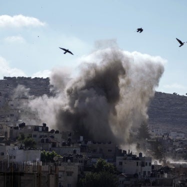 An explosion is seen during an Israeli military operation in the West Bank city of Jenin, September 5, 2024.