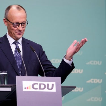 Friedrich Merz, leader of the Christian Democratic Union (CDU), speaks during a news conference at the headquarters of the CDU party in Berlin, Germany, February 24, 2025. 