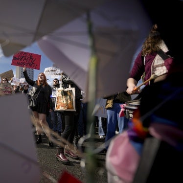 Women take part in a rally dubbed "Our Uterus is not your profit" to raise awareness on the difficulties of getting an abortion in a state hospital, during International Women's Day outside the government headquarters in Bucharest, Romania, March 8, 2023.