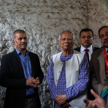 Chief Advisor Muhammad Yunus (3rd L) visits three secret detention facilities known as "Ayna Ghor," which had been used as torture cells during the Awami League government's rule, Dhaka, Bangladesh, February 12, 2025.