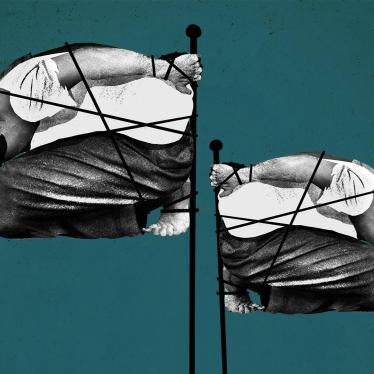 © 2016 Human Rights Watch cover illustration with two men tied up