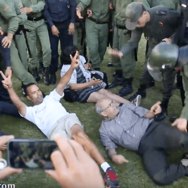 Police surrounding protesters in Rabat on July 8, 2017. 