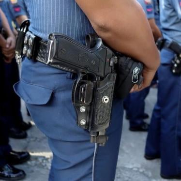 Police line up for a flag-raising ceremony outside a station in Quezon City Police District in Manila, Philippines April 3, 2017. Picture taken on April 3, 2017.