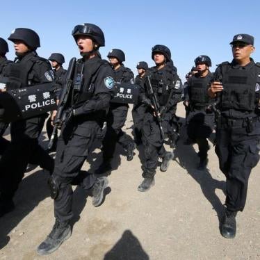 Chinese soldiers participate in an anti-terror drill in Hami, Xinjiang Uighur Autonomous Region, China, July 8, 2017.