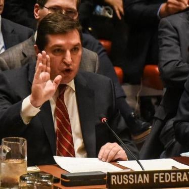 Russia's deputy UN envoy, Vladimir Safronkov delivers remarks during the Security Council meeting on the situation in Syria at the United Nations Headquarters, in New York, US. April 7, 2017.