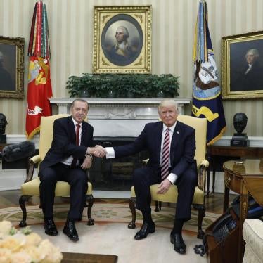 Turkey's President Recep Tayyip Erdogan shakes hands with U.S President Donald Trump in the Oval Office of the White House in Washington D.C., May 16, 2017.