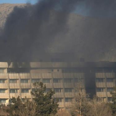 Smoke rises from the Intercontinental Hotel during an attack in Kabul, Afghanistan January 21, 2018.