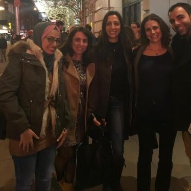 Human Rights Watch Israel and Palestine team together for the first time in person in New York. From left, Abier Almasry, Anan AbuShanab, Khulood Badawi, Sari Bashi, and Omar Shakir.