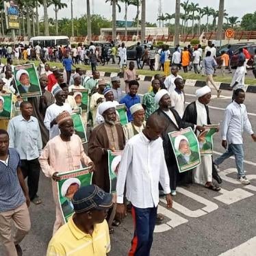 Members of the Shia Islamic Movement in Nigeria in protest march for the release of their leader in Nigeria’s capital, Abuja, on July 22, 2019. © Private 2019 