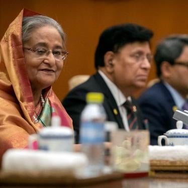 Bangladesh's Prime Minister Sheikh Hasina, left, sits during a meeting with Chinese President Xi Jinping at the Diaoyutai State Guesthouse in Beijing, Friday, July 5, 2019. 