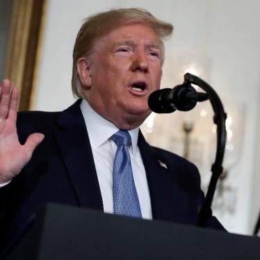 President Donald Trump speaks in the Diplomatic Reception Room of the White House, in Washington