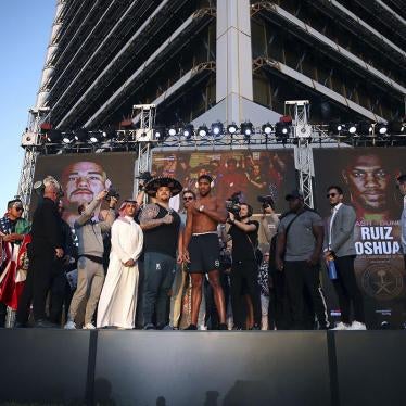 Andy Ruiz Jr (left) and Anthony Joshua during the weigh in at the Al Faisaliah Hotel in Riyadh, Saudi Arabia, December 6, 2019.