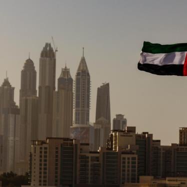 UAE flag with Dubai skyline