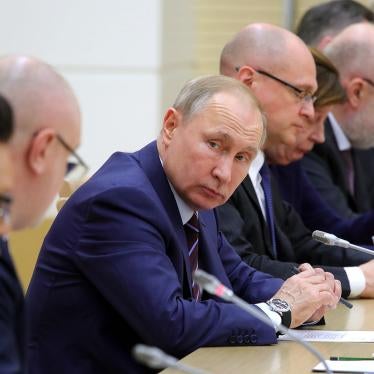 Russian President Vladimir Putin attends a meeting on drafting constitutional changes at the Novo-Ogaryovo residence outside Moscow, Russia, January 16, 2020.