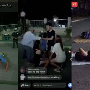 Screenshots of videos showing humiliation of LGBT people amid coronavirus curfew in Pandacaqui, Pampanga province, Philippines, April 5, 2020.